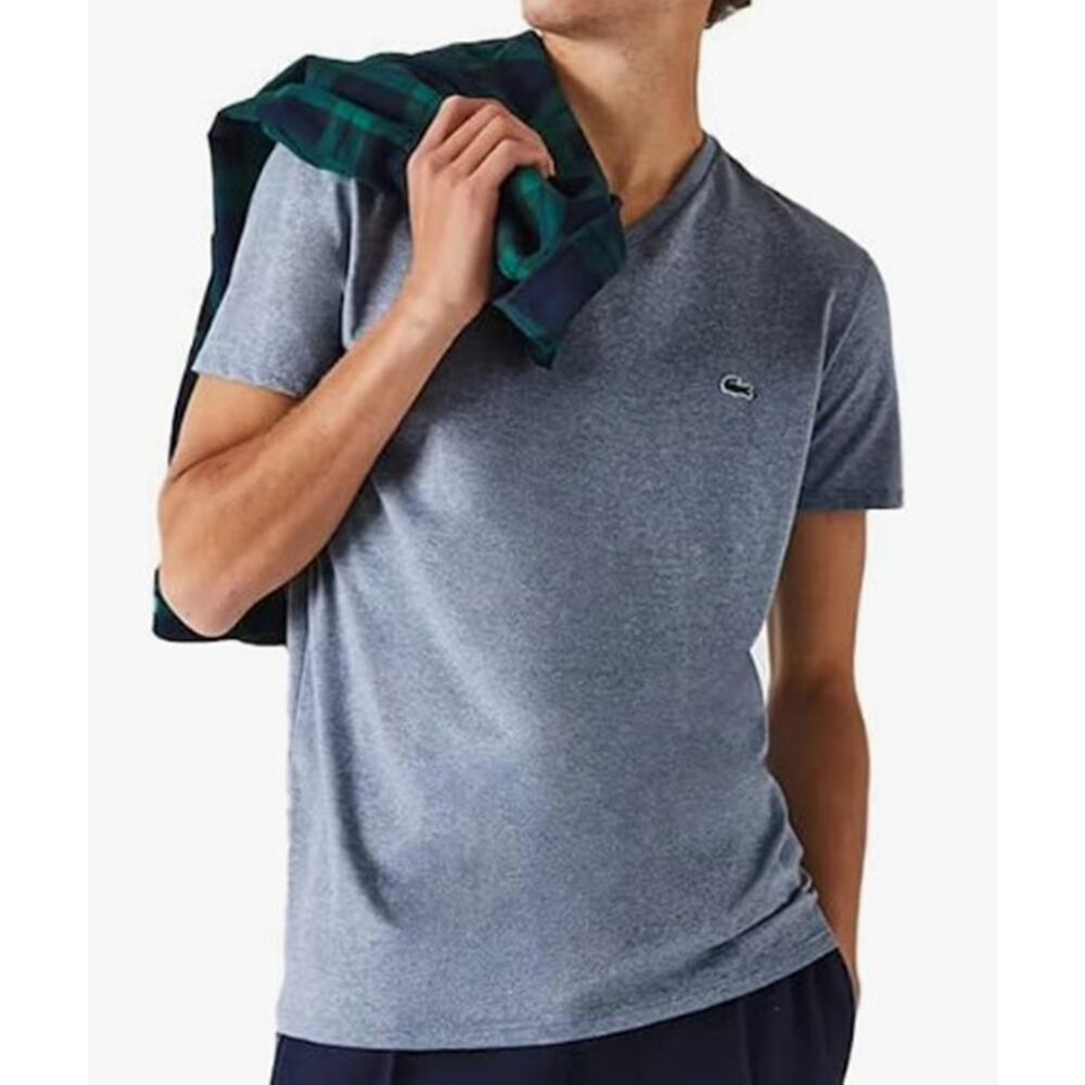 Lacoste Men's Short Sleeve V-Neck Pima Cotton Jersey T-Shirt Light Indigo 2XL